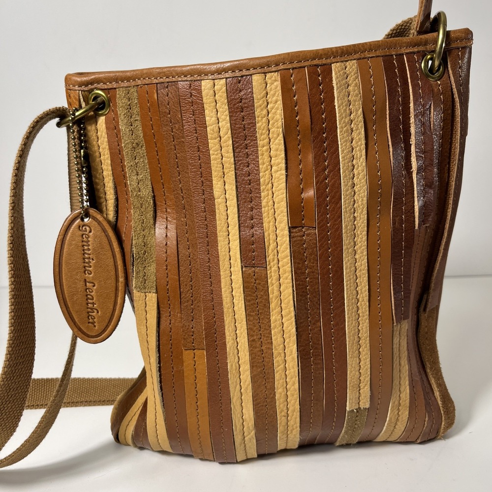 Black Rivet Brown Strap Leather Crossbody shoulder bag zipper Nice Trendy